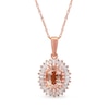 Oval Morganite and 0.25 CT. T.W. Diamond Starburst Double Frame Pendant in 10K Rose Gold