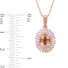 Oval Morganite and 0.25 CT. T.W. Diamond Starburst Double Frame Pendant in 10K Rose Gold