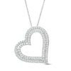 Thumbnail Image 0 of 0.95 CT. T.W. Diamond Double Row Tilted Heart Pendant in 10K White Gold