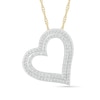 Thumbnail Image 1 of 0.95 CT. T.W. Diamond Double Row Tilted Heart Pendant in 10K Gold