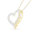 Thumbnail Image 2 of 0.95 CT. T.W. Diamond Double Row Tilted Heart Pendant in 10K Gold