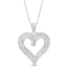 Thumbnail Image 1 of 0.45 CT. T.W. Diamond Double Row Curly Heart Pendant in 10K White Gold