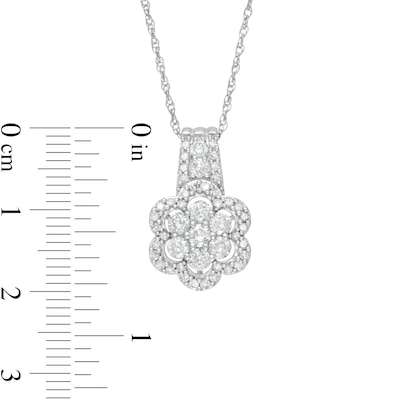 0.95 CT. T.W. Composite Diamond Flower Frame Drop Pendant in 10K Gold