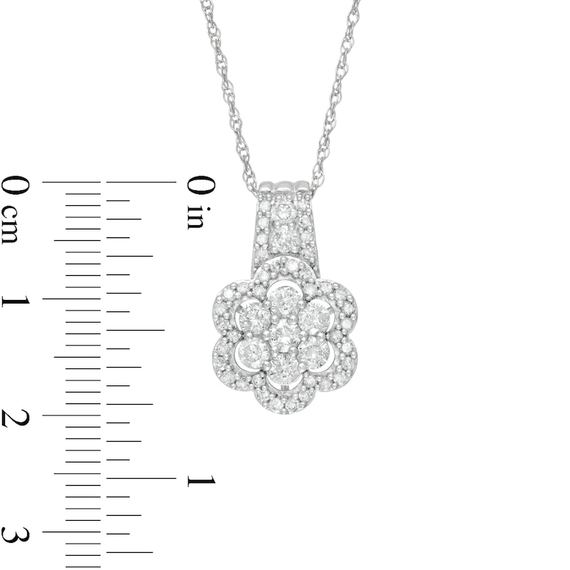 0.95 CT. T.W. Composite Diamond Flower Frame Drop Pendant in 10K Gold|Peoples Jewellers