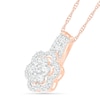 0.95 CT. T.W. Composite Diamond Flower Frame Drop Pendant in 10K Rose Gold