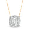 Thumbnail Image 1 of 0.95 CT. T.W. Composite Diamond Double Cushion Frame Necklace in 10K Gold