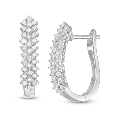 0.95 CT. T.W. Diamond Shadow Hoop Earrings in 10K Gold