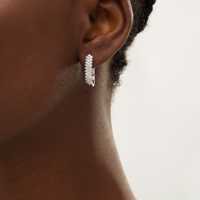 0.95 CT. T.W. Diamond Shadow Hoop Earrings in 10K Gold|Peoples Jewellers