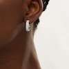 Thumbnail Image 1 of 0.95 CT. T.W. Diamond Triple Row Hoop Earrings in 10K White Gold