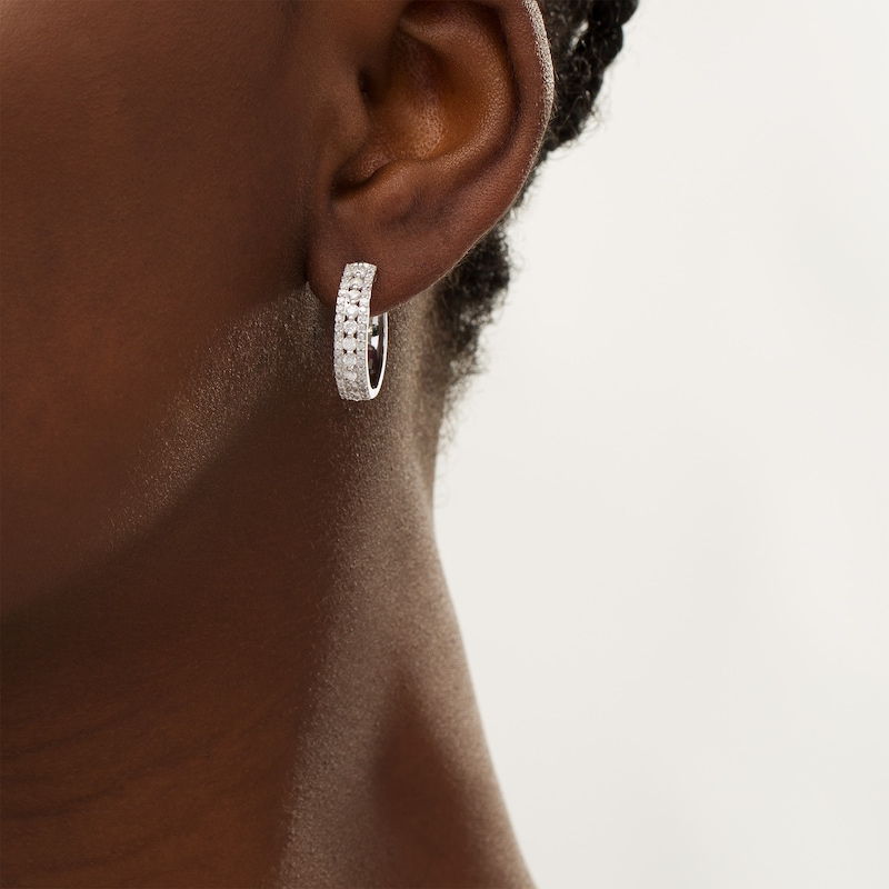 0.95 CT. T.W. Diamond Triple Row Hoop Earrings in 10K Gold|Peoples Jewellers