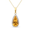 Thumbnail Image 0 of Pear-Shaped Citrine and 0.10 CT. T.W. Diamond Frame Pendant in 10K Gold