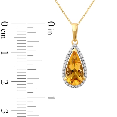 Pear-Shaped Citrine and 0.10 CT. T.W. Diamond Frame Pendant in 10K Gold