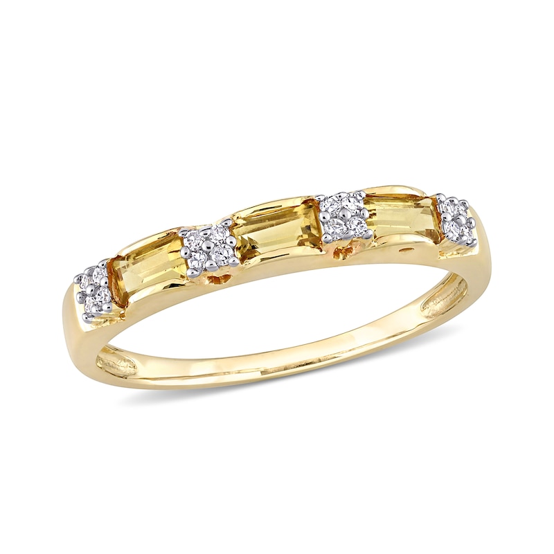 Baguette Citrine and 0.07 CT. T.W. Diamond Quad Alternating Ring in 10K Gold|Peoples Jewellers