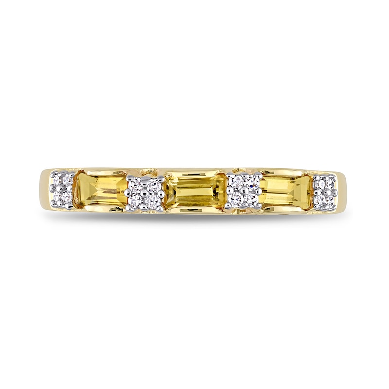 Main Image 4 of Baguette Citrine and 0.07 CT. T.W. Diamond Quad Alternating Ring in 10K Gold