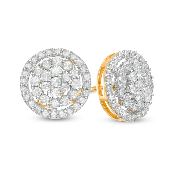 0.95 CT. T.W. Composite Diamond Frame Stud Earrings in 10K Gold