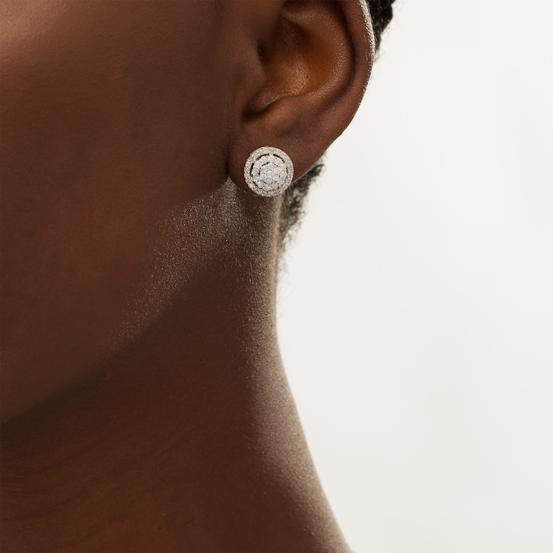 0.95 CT. T.W. Composite Diamond Frame Stud Earrings in 10K Gold|Peoples Jewellers