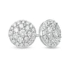 Thumbnail Image 0 of 0.95 CT. T.W. Multi-Diamond Circle Stud Earrings in 10K White Gold