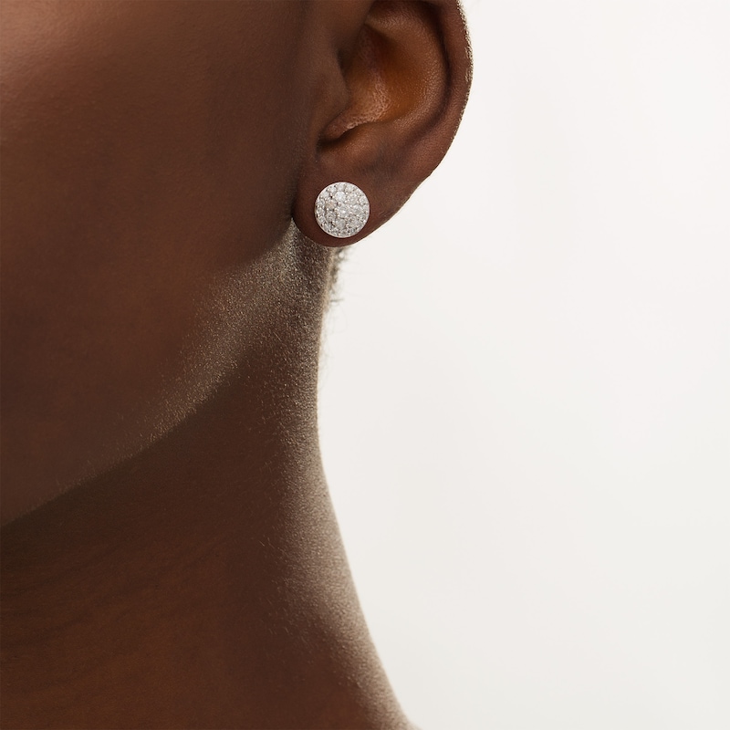 0.95 CT. T.W. Multi-Diamond Circle Stud Earrings in 10K White Gold