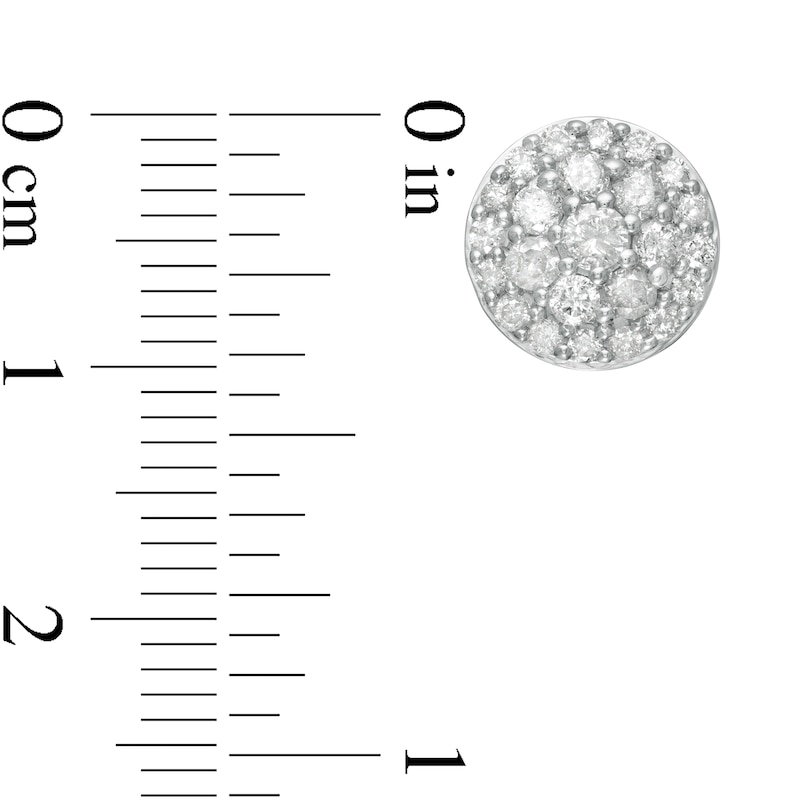 0.95 CT. T.W. Multi-Diamond Circle Stud Earrings in 10K White Gold