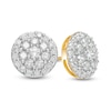 Thumbnail Image 1 of 0.95 CT. T.W. Multi-Diamond Circle Stud Earrings in 10K Gold