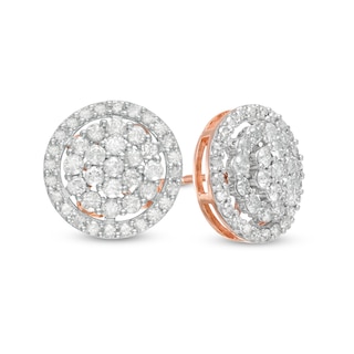 0.95 CT. T.W. Multi-Diamond Frame Stud Earrings in 10K Rose Gold