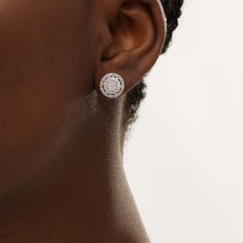 0.95 CT. T.W. Multi-Diamond Frame Stud Earrings in 10K Rose Gold|Peoples Jewellers