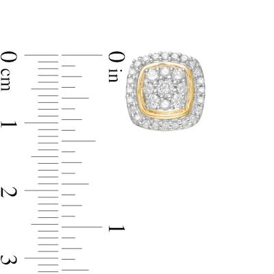 0.95 CT. T.W. Cushion-Shaped Multi-Diamond Frame Stud Earrings in 10K Gold