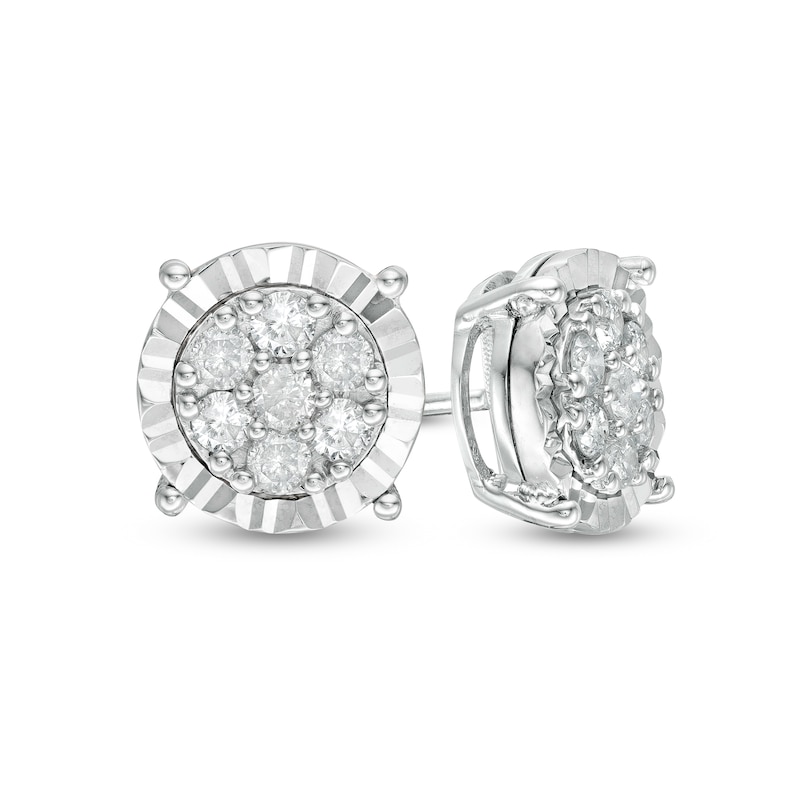 0.45 CT. T.W. Composite Diamond Solitaire Illusion Stud Earrings in 10K Gold|Peoples Jewellers