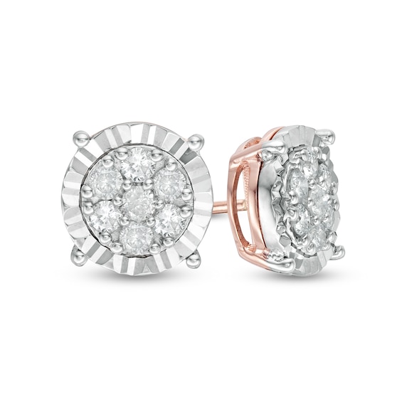 0.45 CT. T.W. Composite Diamond Solitaire Illusion Stud Earrings in 10K Rose Gold