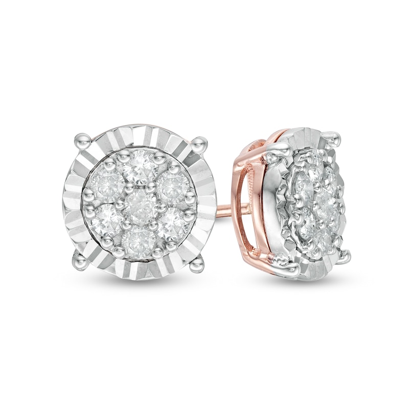 0.45 CT. T.W. Composite Diamond Solitaire Illusion Stud Earrings in 10K Rose Gold|Peoples Jewellers