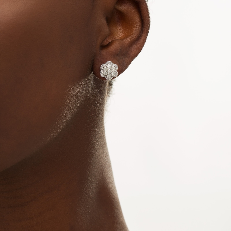 0.95 CT. T.W. Composite Diamond Flower Frame Stud Earrings in 10K Gold|Peoples Jewellers