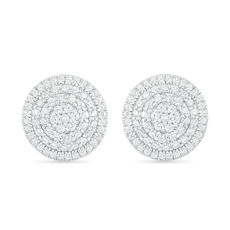 0.95 CT. T.W. Composite Diamond Triple Frame Stud Earrings in 10K White Gold