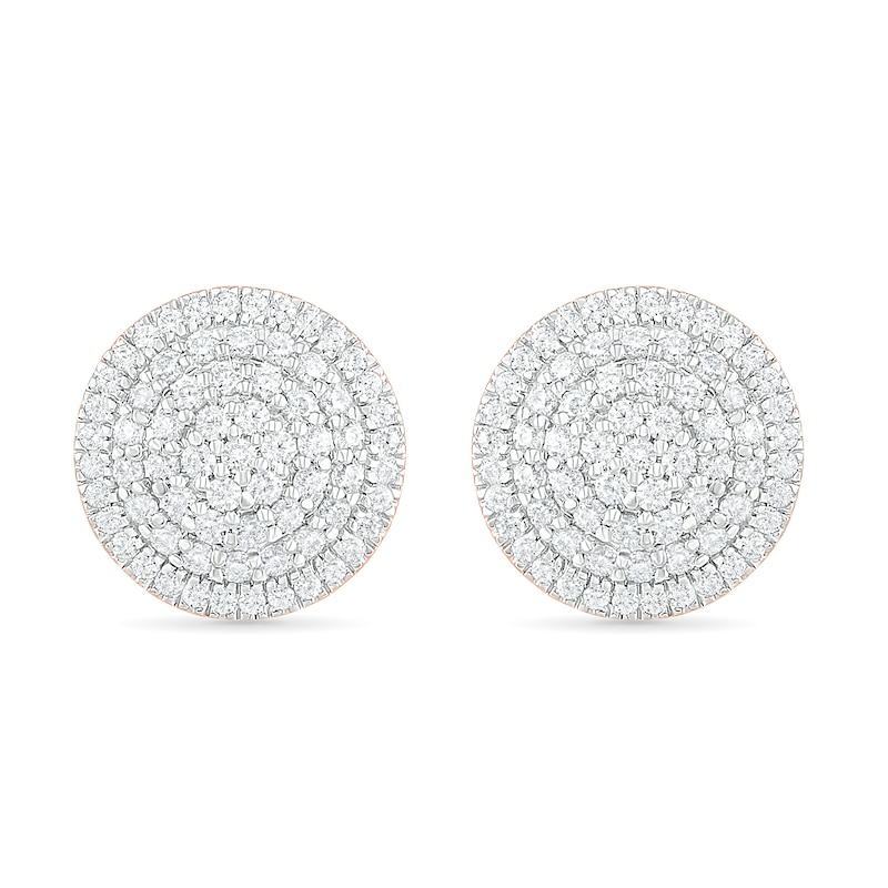 0.95 CT. T.W. Composite Diamond Triple Frame Stud Earrings in 10K Rose Gold|Peoples Jewellers