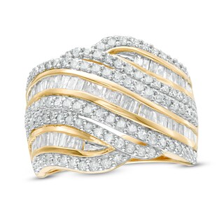 1.45 CT. T.W. Diamond Multi-Row Waves Ring in 10K Gold