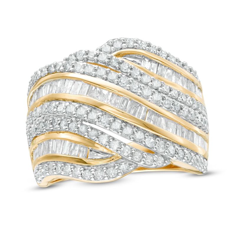 1.45 CT. T.W. Diamond Multi-Row Waves Ring in 10K Gold|Peoples Jewellers
