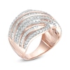 Thumbnail Image 2 of 1.45 CT. T.W. Baguette and Round Diamond Alternating Waves Ring in 10K Rose Gold