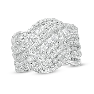 1.95 CT. T.W. Diamond Multi-Row Crossover Ring in 10K Gold