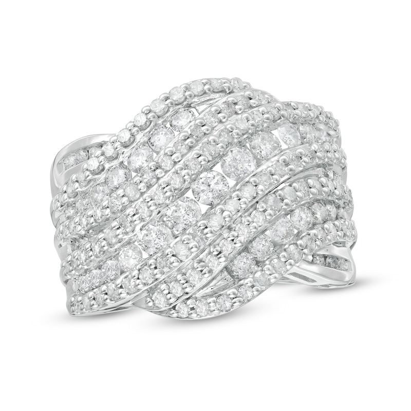 1.95 CT. T.W. Diamond Multi-Row Crossover Ring in 10K Gold|Peoples Jewellers