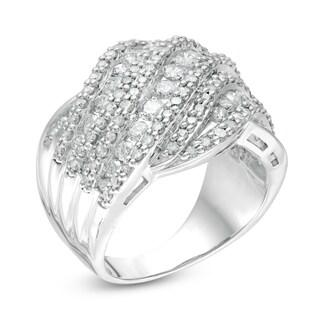 1.95 CT. T.W. Diamond Multi-Row Crossover Ring in 10K Gold