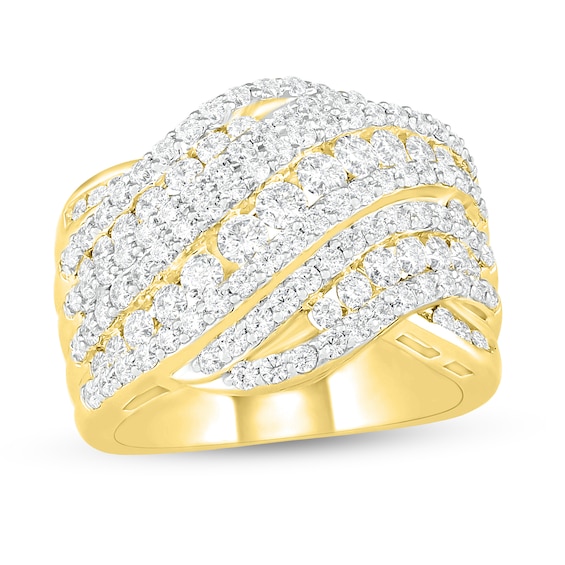 1.95 CT. T.W. Diamond Multi-Row Crossover Ring in 10K Gold