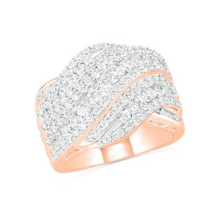 1.95 CT. T.W. Diamond Multi-Row Crossover Ring in 10K Rose Gold