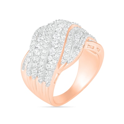 1.95 CT. T.W. Diamond Multi-Row Crossover Ring in 10K Rose Gold