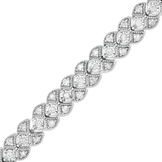 Men's Diamond Angle Curb Bracelet 3 ct tw Round-cut 10K White Gold 8.5