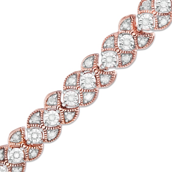 0.95 CT. T.W. Diamond Art Deco Vintage-Style Bracelet in 10K Rose Gold - 7.25"