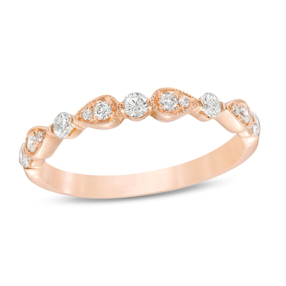 0.30 CT. T.W. Diamond Alternating Vintage-Style Teardrops Anniversary Band in 10K Rose Gold