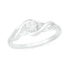 Thumbnail Image 0 of 4.0mm Lab-Created White Sapphire and 0.04 CT. T.W. Diamond Bypass Twist Shank Ring in Sterling Silver