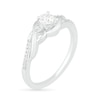 Thumbnail Image 1 of 4.0mm Lab-Created White Sapphire and 0.04 CT. T.W. Diamond Bypass Twist Shank Ring in Sterling Silver