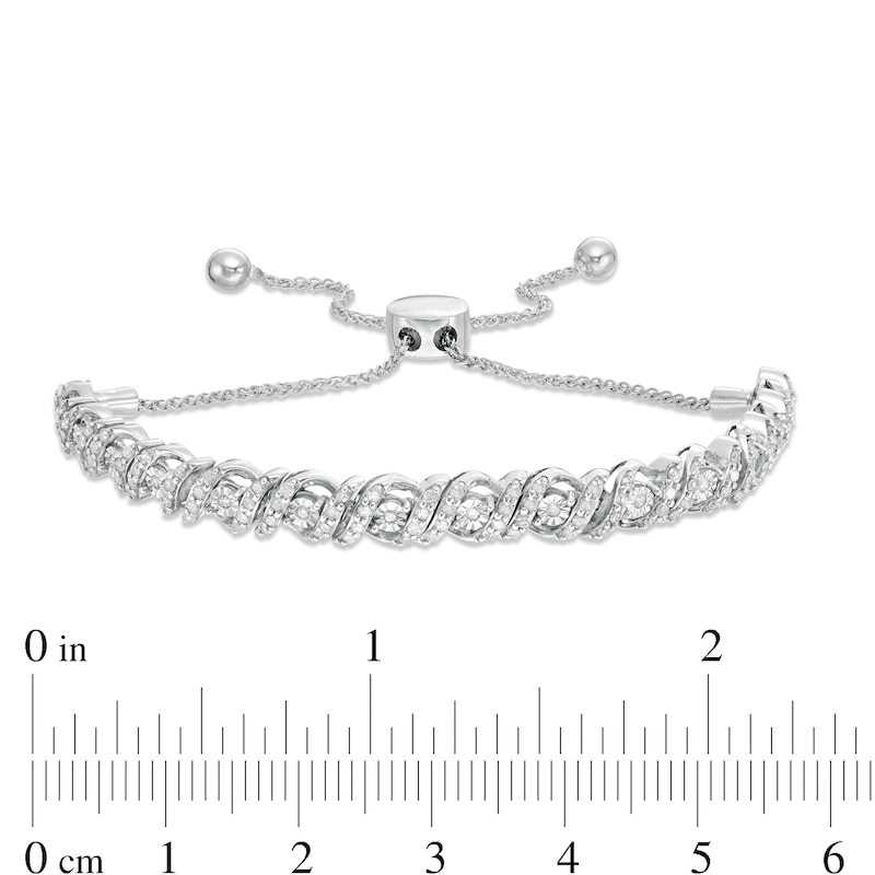 Main Image 3 of 0.95 CT. T.W. Diamond Cascading Bolo Bracelet in 10K White Gold - 9.5&quot;