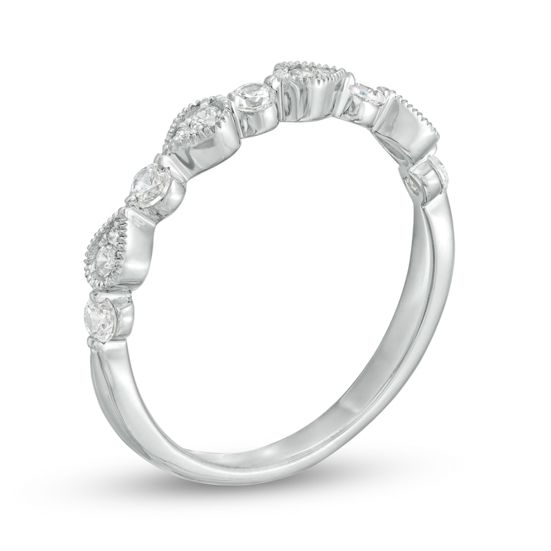 0.30 CT. T.W. Diamond Alternating Vintage-Style Teardrops Band in 10K White Gold|Peoples Jewellers