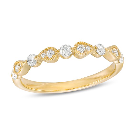 0.30 CT. T.W. Diamond Alternating Vintage-Style Teardrops Anniversary Band in 10K Gold